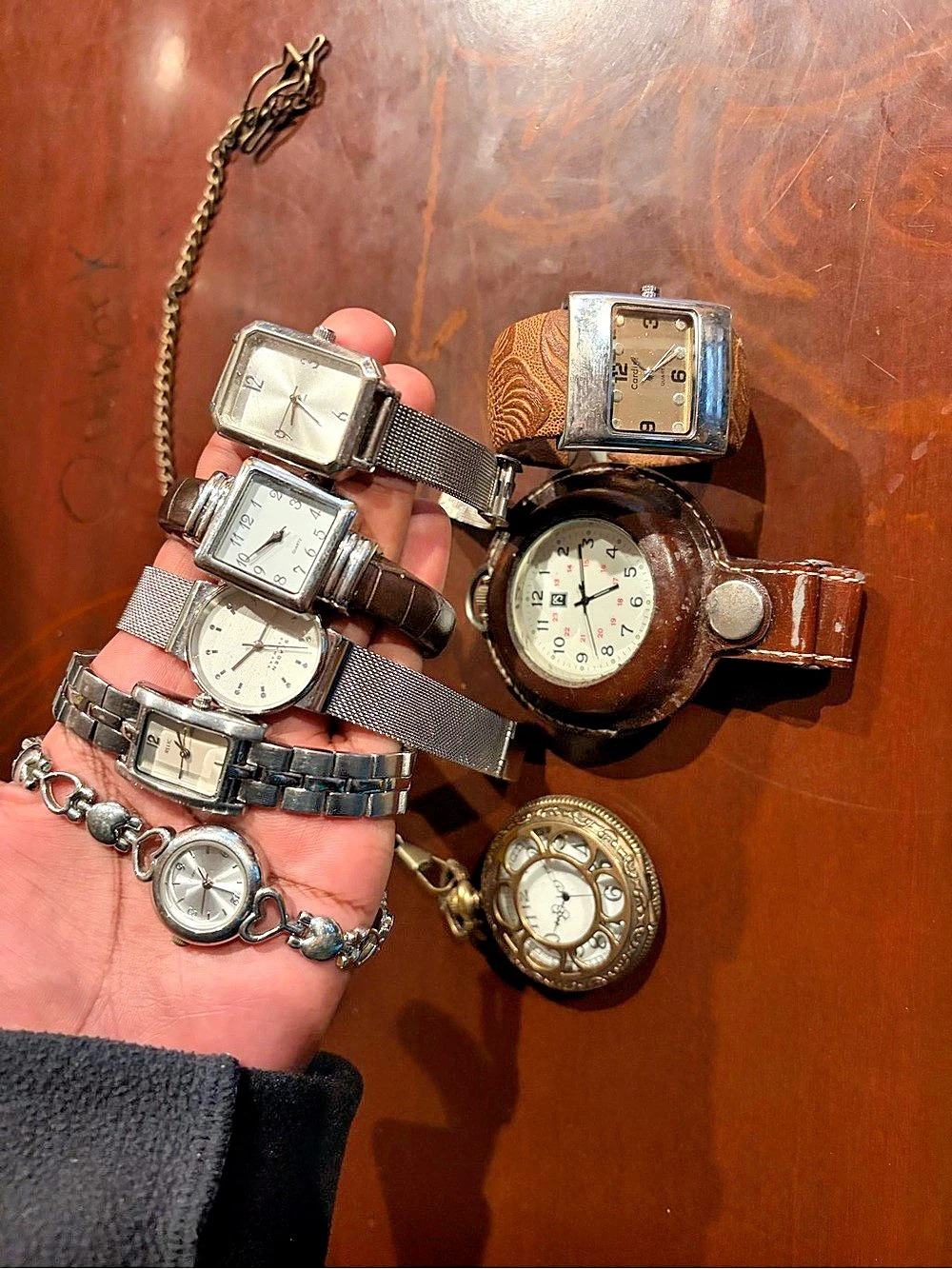Watch Lot Silver & Brown AS IS UNTESTED